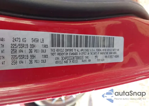 2019 Dodge Journey Gt из США, поврежденный, VIN 3C4PDCEG3KT680315